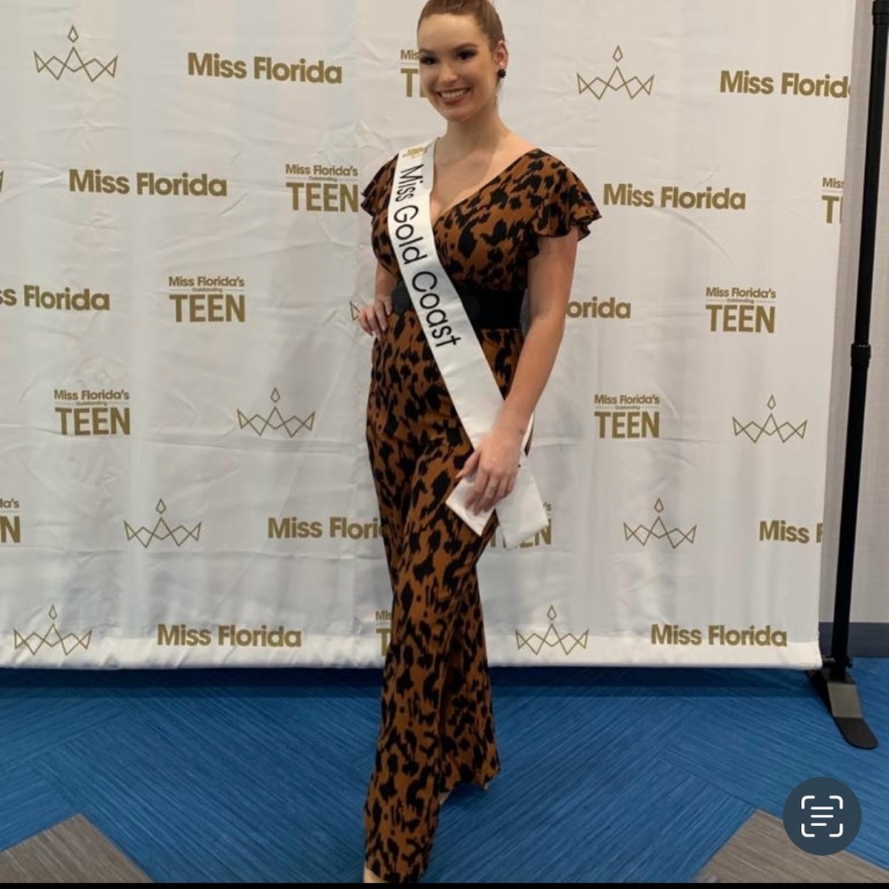 Cheetah print jumpsuit (belt not included)